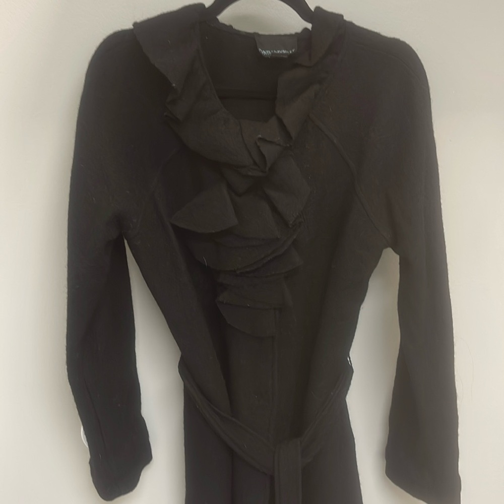 Cynthia Rowley, black wool jacket, tie waist size medium